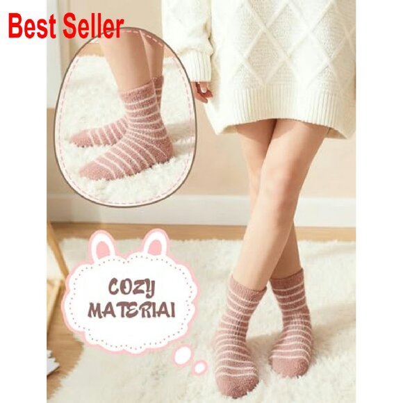 Fuzzy Slipper Socks Cloud Cozy Soft Fluffy Winter Warm Comfy Barefoot - Picture 7 of 8